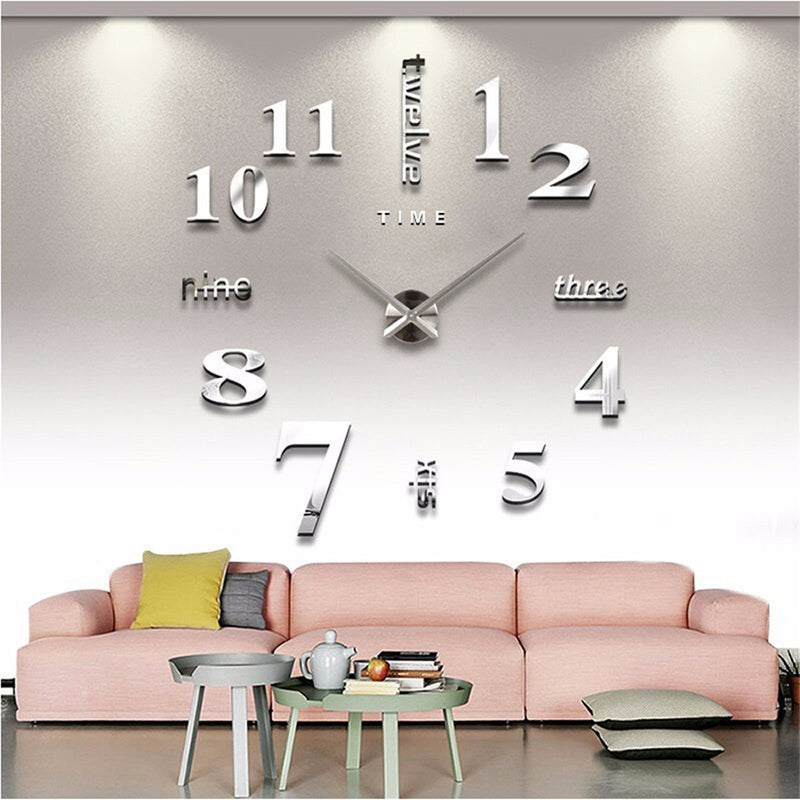 Creative DIY  3D Mirror Wall Clocks