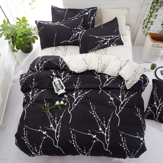 Cotton & Polyester Grid Duvet Cover Set