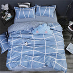 Cotton & Polyester Grid Duvet Cover Set