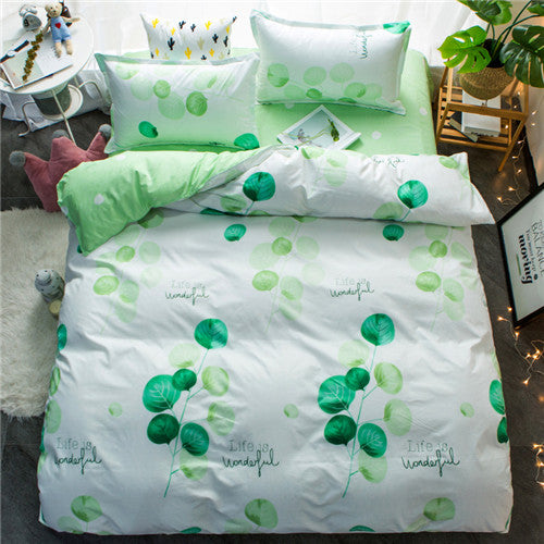 Cotton & Polyester Grid Duvet Cover Set