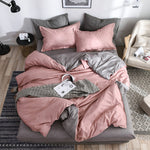 Cotton & Polyester Grid Duvet Cover Set